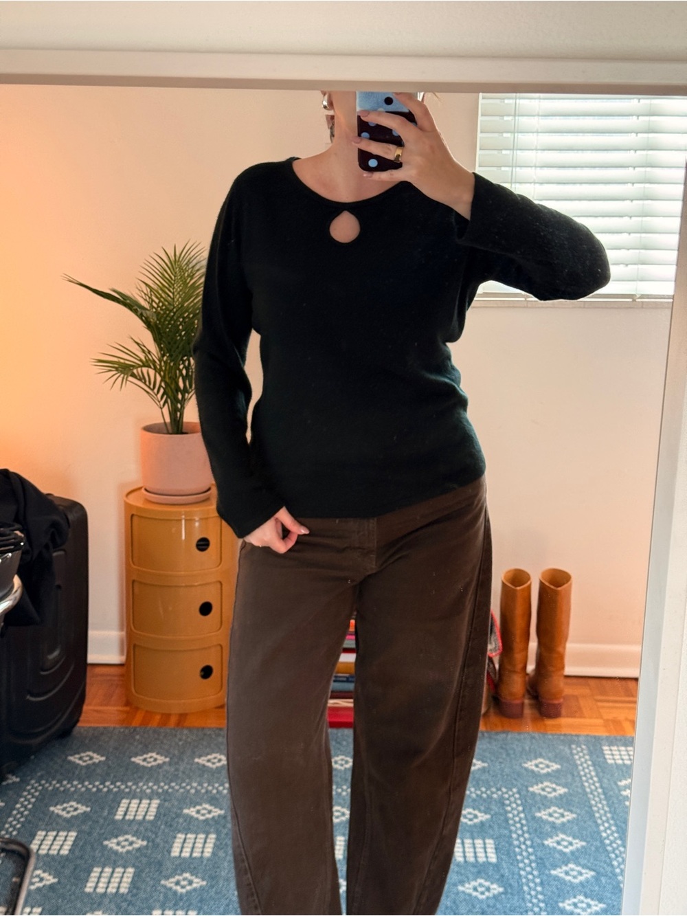 Designers Originals Black Keyhole Crewneck Sweater
